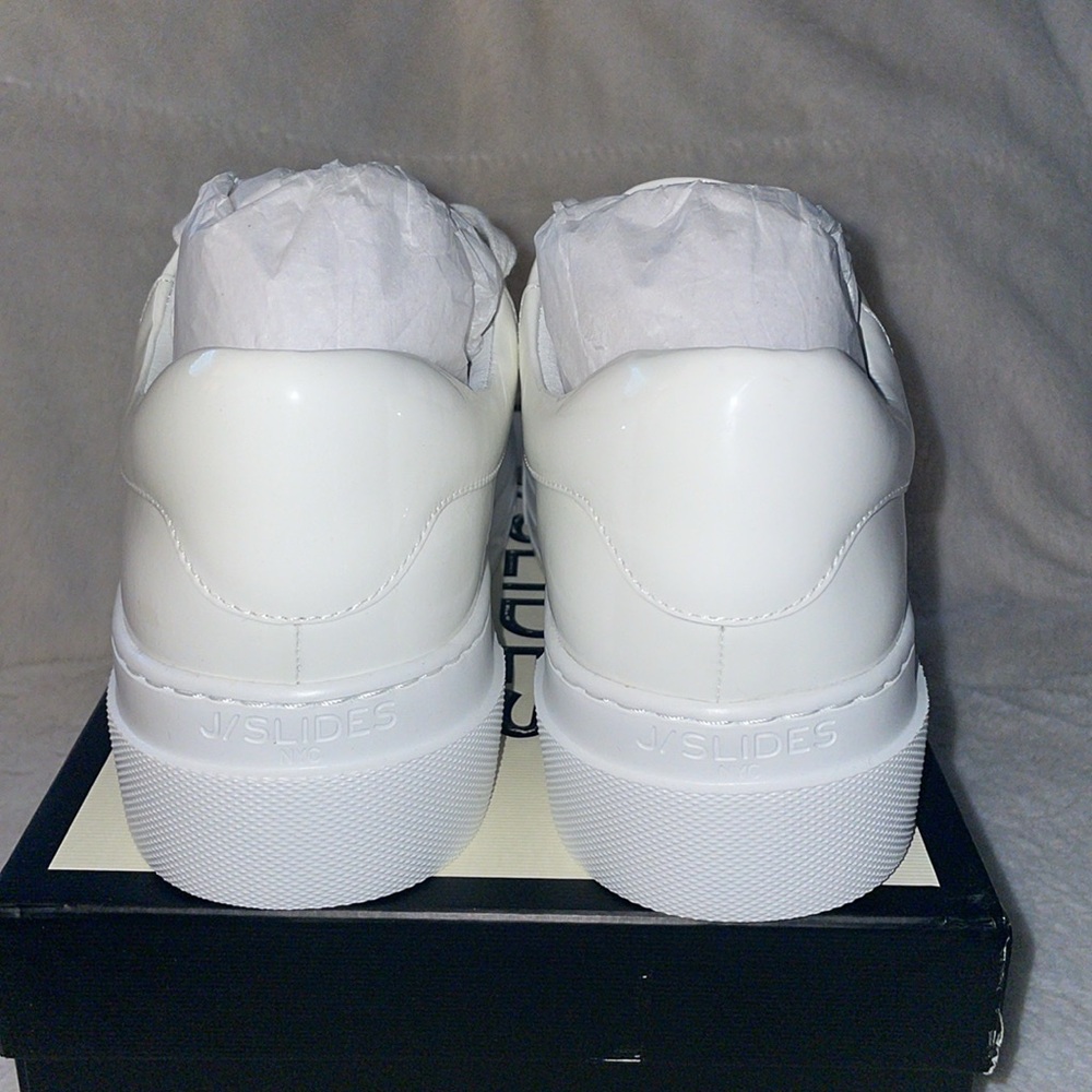 NWT J/SLIDES AMANDA PATENT Leather White Sneaker - Picture 7 of 13